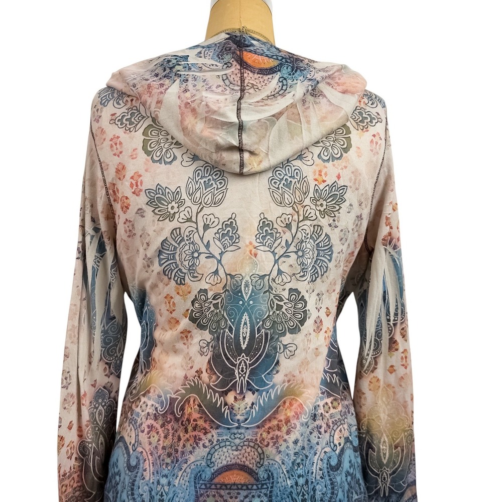2000s McBling Rhinestone Zip Up Hoodie Fairy Grunge Paisley Ombre Size L Y2K - Picture 4 of 10